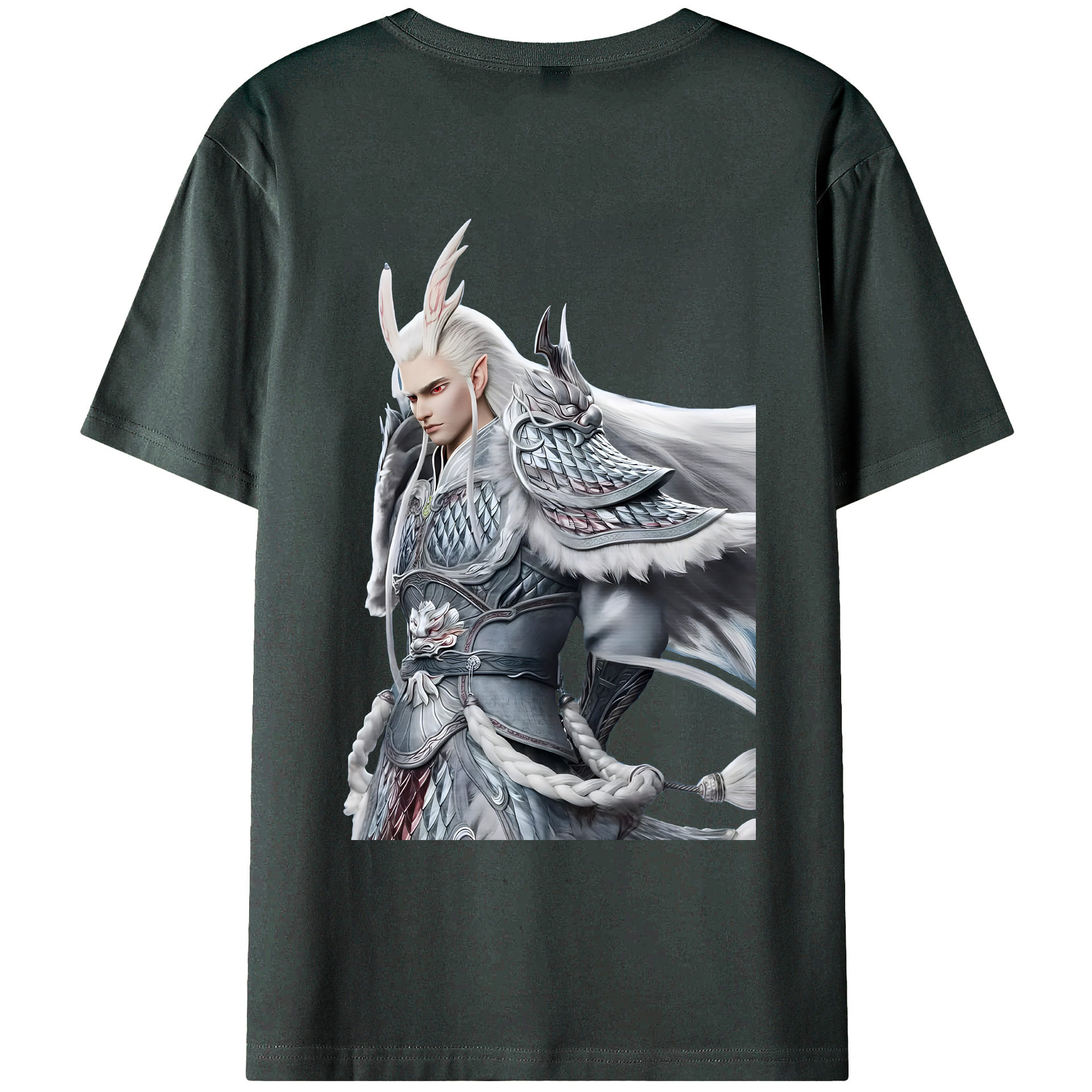 （画像用） Ne Zha 2 ナタ 魔童の大暴れ 綿100％ メンズ半袖Tシャツ（バックプリント） 通気性